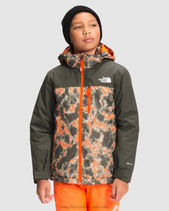 HLH087228 oranžový mramor The North Face snowquest plus zateplená bunda detská
