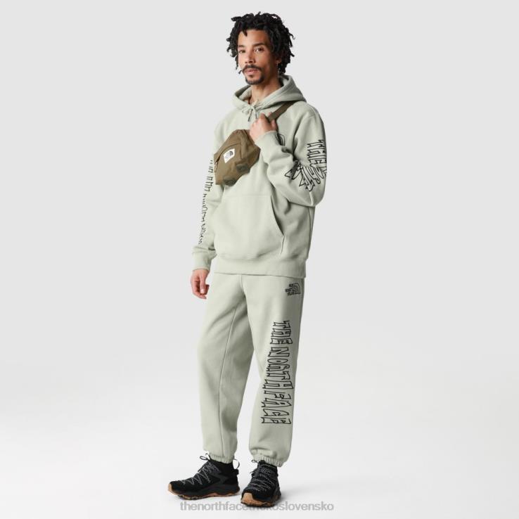 HLH081869 zelený čaj The North Face pánske fleecové teplákové nohavice s potlačou