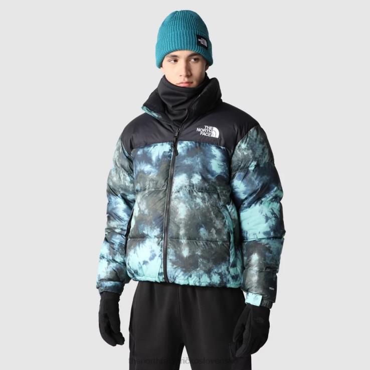 HLH081259 wasabi ľad The North Face pánska retro nuptse páperová bunda z roku 1996 s potlačou