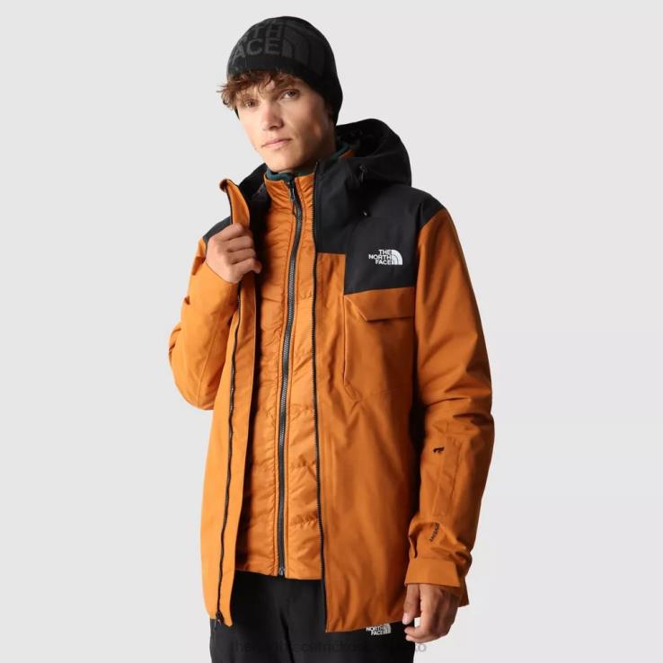 HLH08180 kožená hnedá The North Face pánsky štvorhlavňový zips v trojklímovej bunde