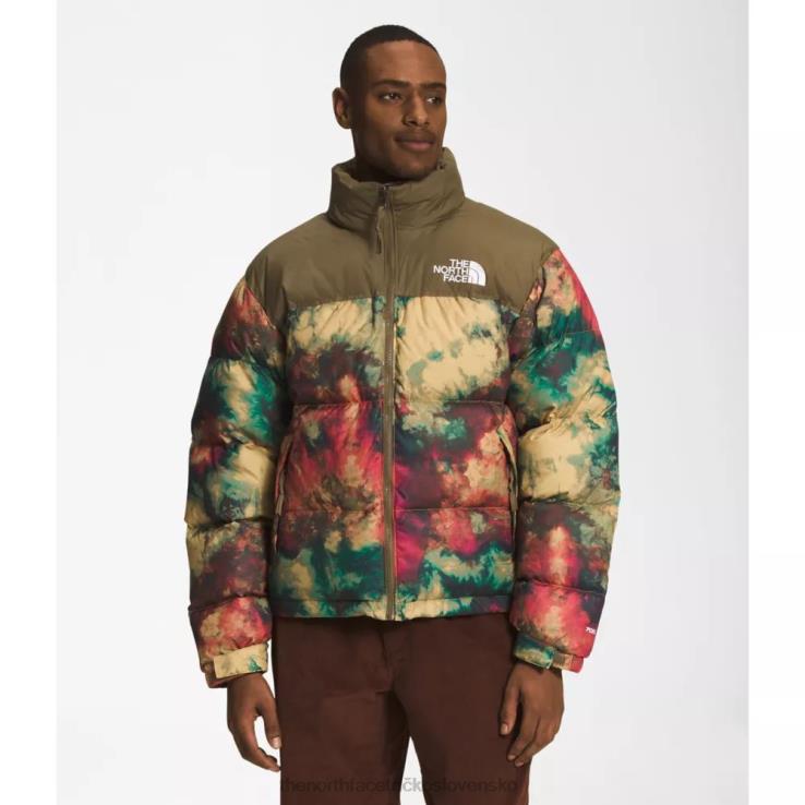 HLH084266 hnedý ľad The North Face pánska retro nuptse bunda z roku 1996 s potlačou