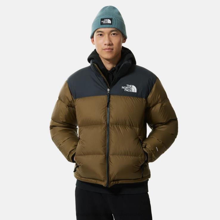 HLH0888 vojenská oliva The North Face pánska retro nuptse bunda z roku 1996