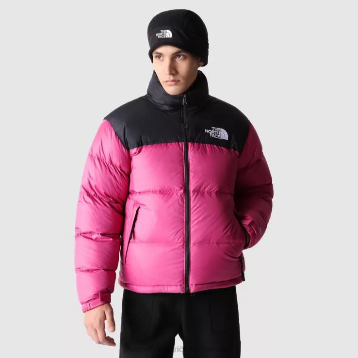 HLH0892 červená fialová The North Face pánska retro nuptse bunda z roku 1996