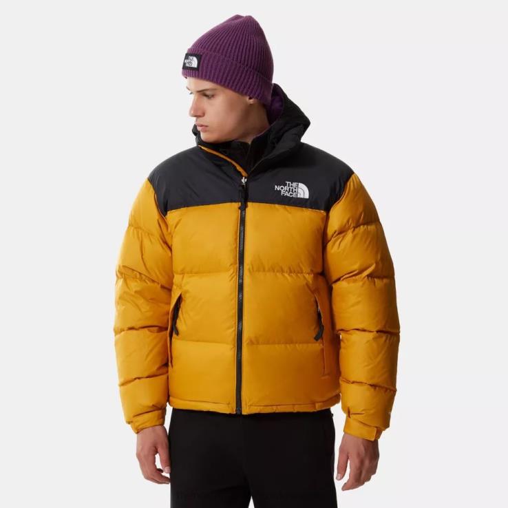 HLH0895 šípová žltá The North Face pánska retro nuptse bunda z roku 1996
