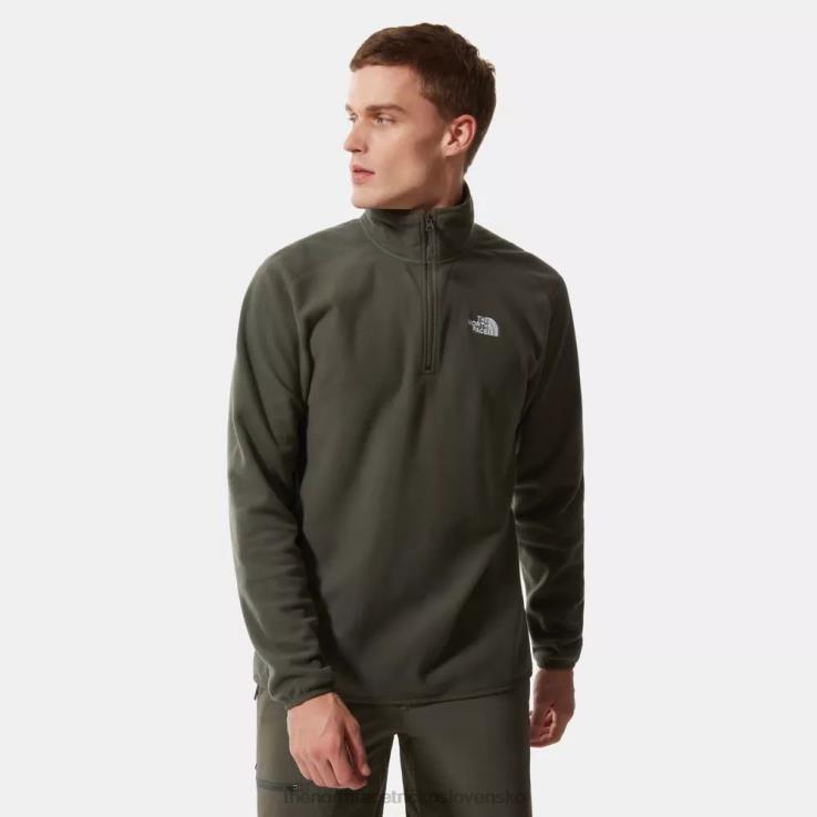 HLH081165 nová taupe zelená The North Face pánske 100 glacier 1/4 zips fleece