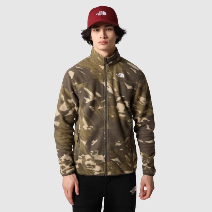 HLH081182 taupe zelená The North Face pánske 100 glacier full zip fleece