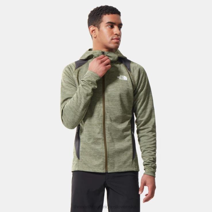HLH081241 olivová tmavá The North Face pánska atletická vonkajšia mikina s kapucňou na zips