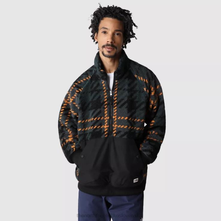 HLH081854 zelené médium The North Face pánsky fleece s hrebeňovým 1/4 zipsom s potlačou