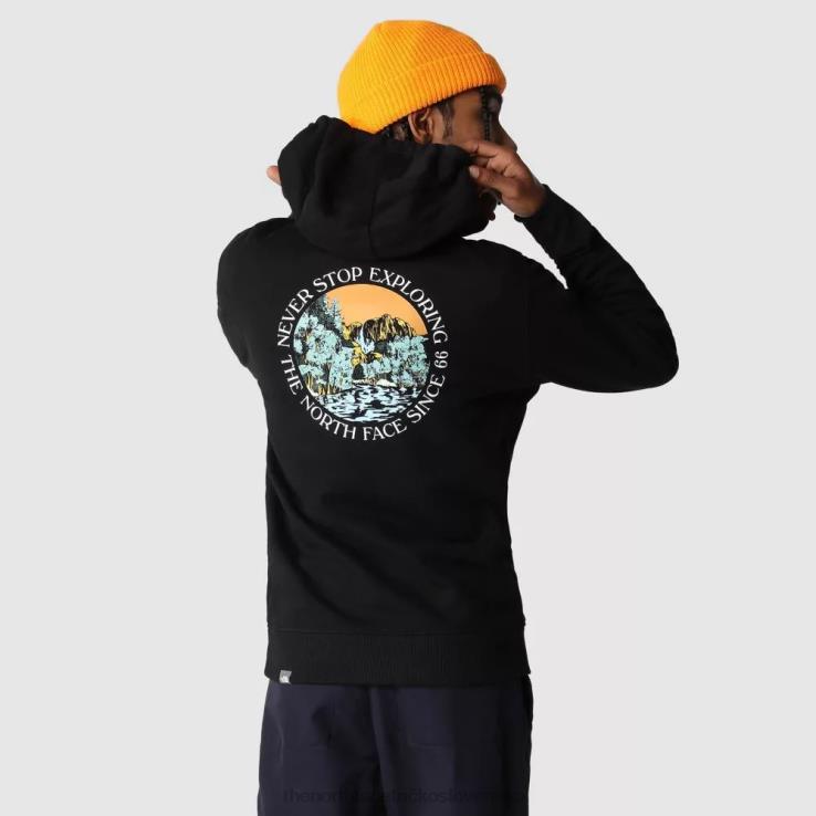 HLH081899 čierna The North Face pánska sezónna grafická mikina s kapucňou