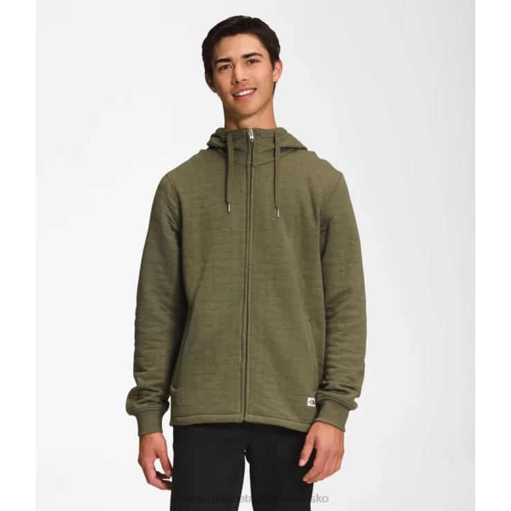 HLH084657 olivovo zelená The North Face pánska mikina s dlhým šiltom prešívaná na zips