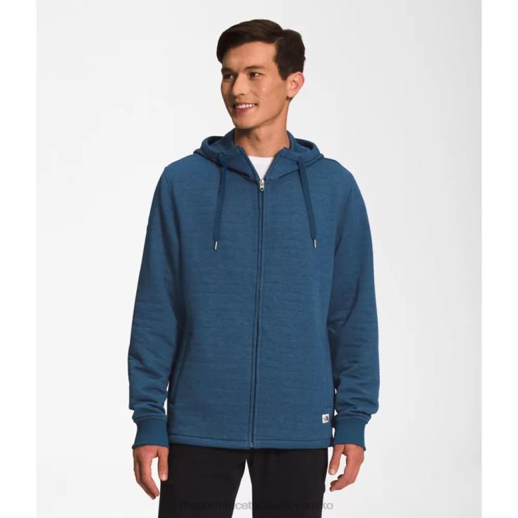 HLH084658 modrá biela The North Face pánska mikina s dlhým šiltom prešívaná na zips