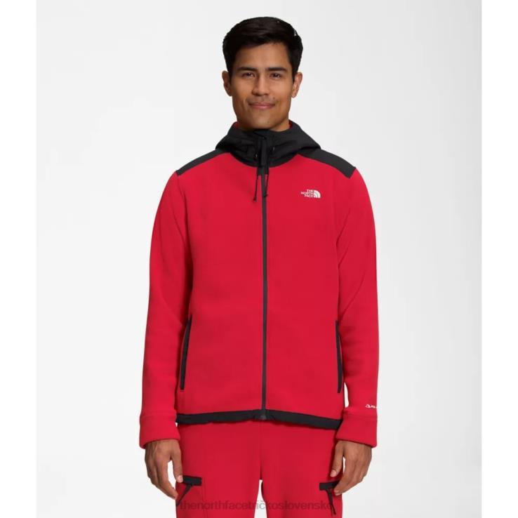 HLH085167 červená čierna The North Face pánska bunda s kapucňou alpine polartec 200 červená čierna