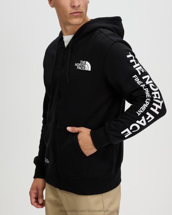 HLH086966 čierna The North Face hrdá značková mikina s kapucňou na zips