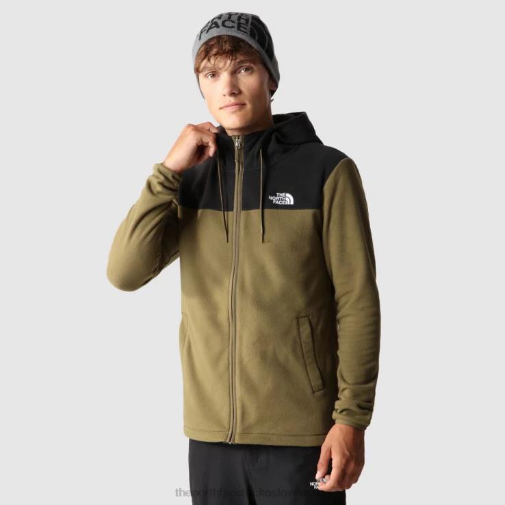 HLH08910 vojenská oliva The North Face pánska fleecová mikina s kapucňou na zips