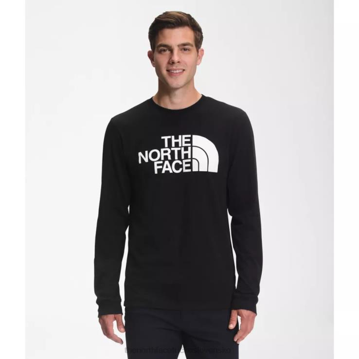 HLH083409 čierna biela The North Face pánske tričko s dlhým rukávom, polokupoly čiernobiele