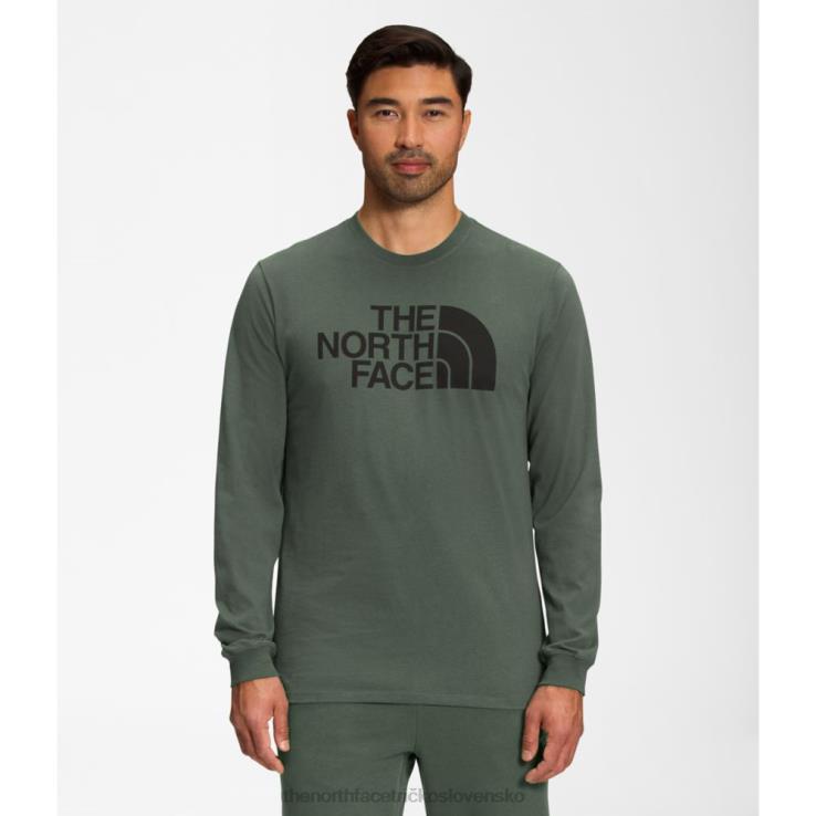 HLH083414 tymiánovo-čierna The North Face pánske tričko s dlhým rukávom tymiánové čierne