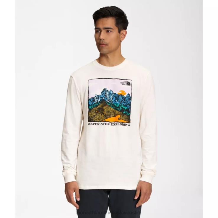 HLH085443 biely The North Face pánske tričko s dlhým rukávom s grafickým vstrekovaním
