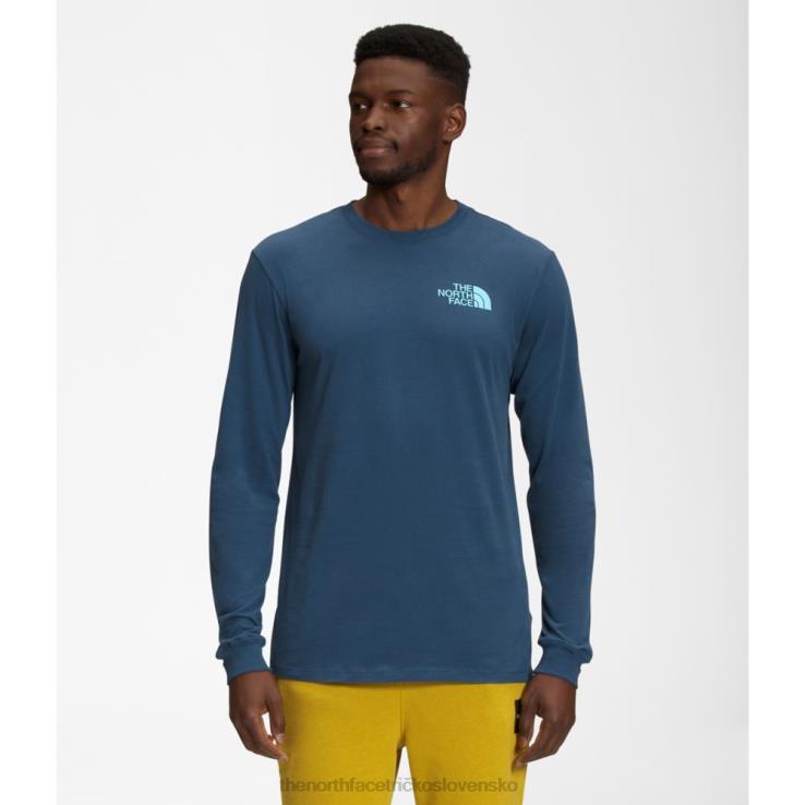 HLH085444 tienisté modré The North Face pánske tričko s dlhým rukávom s grafickým vstrekovaním