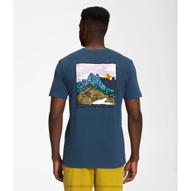 HLH085447 tienisté modré The North Face pánske tričko s krátkym rukávom s grafickým vstrekovaním