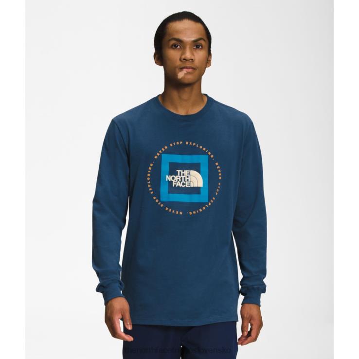 HLH085454 tienisté modré The North Face pánske tričko Geo nse s dlhým rukávom