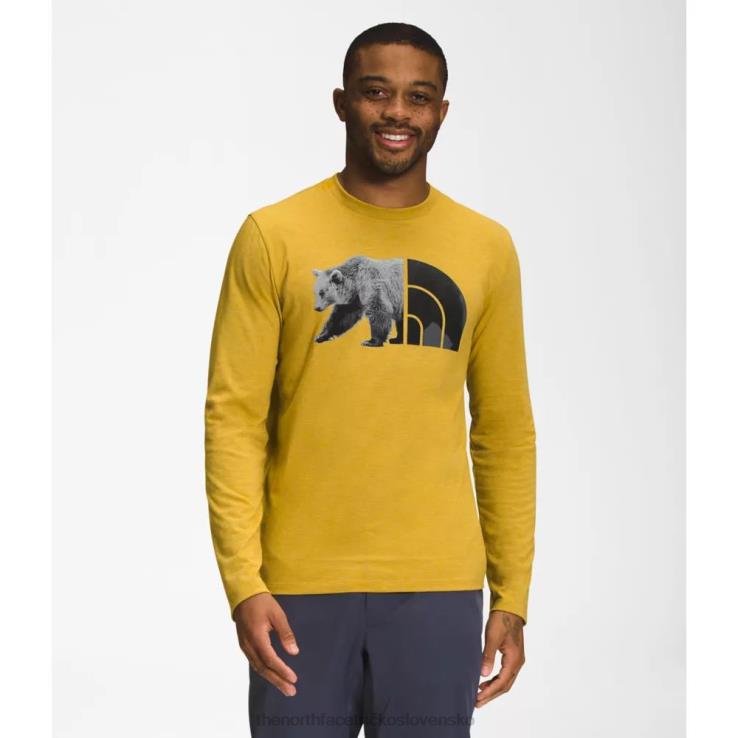 HLH085530 minerálne zlato The North Face pánske medvedí tričko s dlhým rukávom