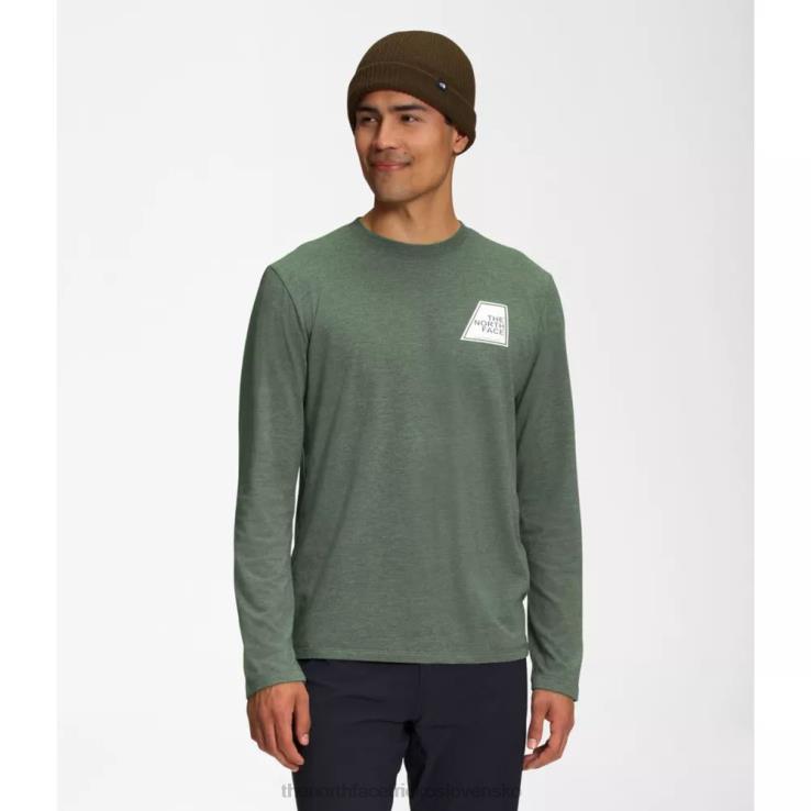 HLH085534 tymiánový vres The North Face pánske tričko s dlhým rukávom, tri zmesové logo značky
