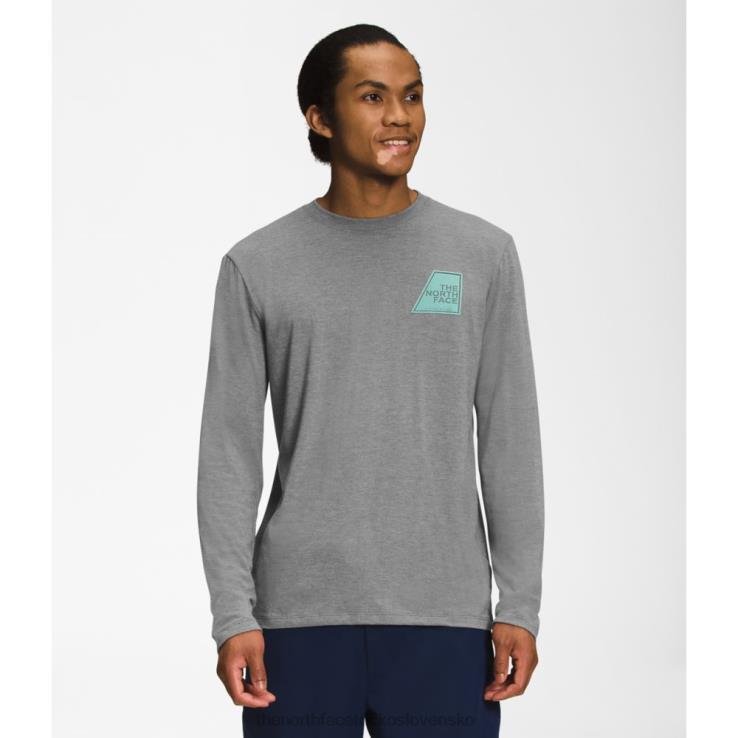 HLH085535 sivá The North Face pánske tričko s dlhým rukávom, tri zmesové logo značky