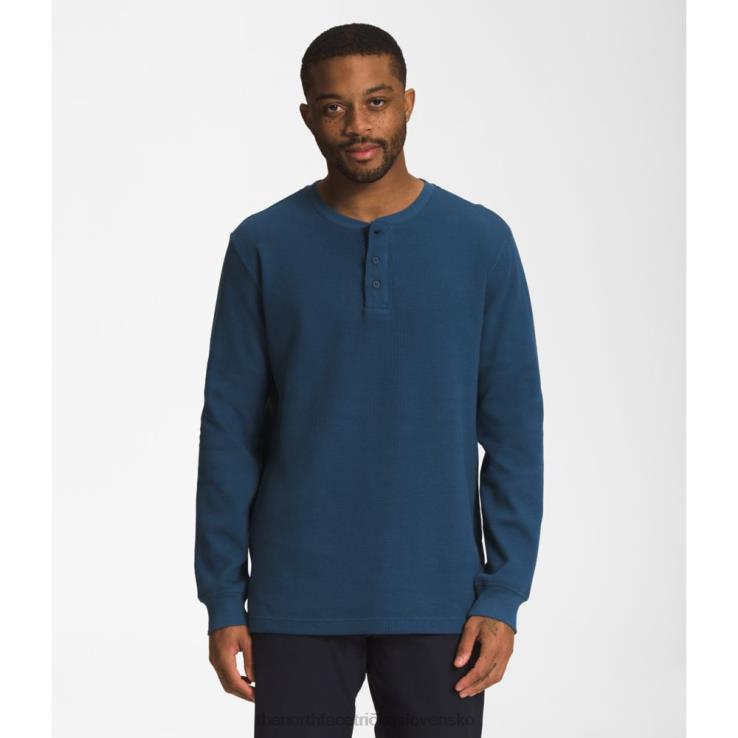HLH085656 tienisté modré The North Face pánske vafle henley s dlhým rukávom
