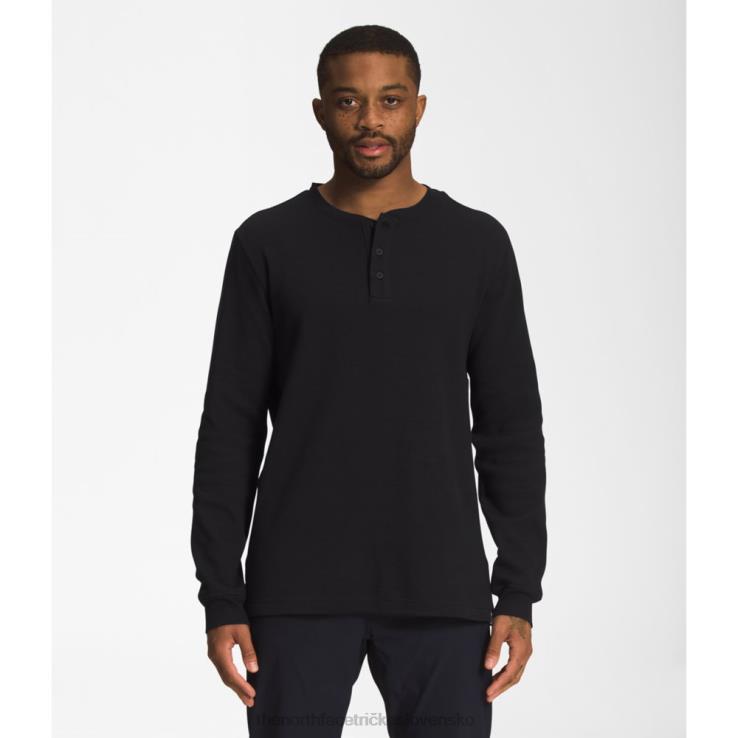 HLH085657 čierna The North Face pánske vafle henley s dlhým rukávom