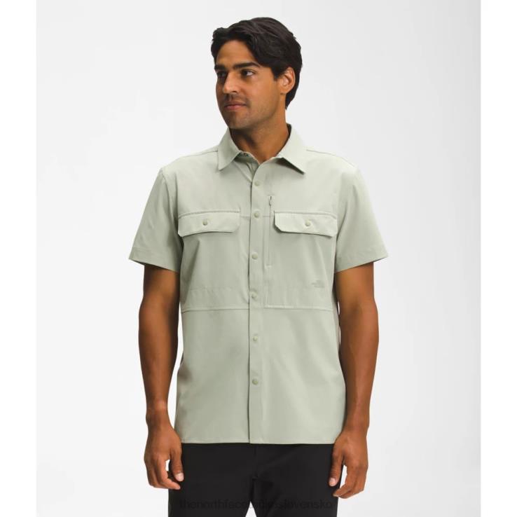 HLH085859 zelený čaj The North Face pánska sniktau slnečná košeľa s krátkym rukávom