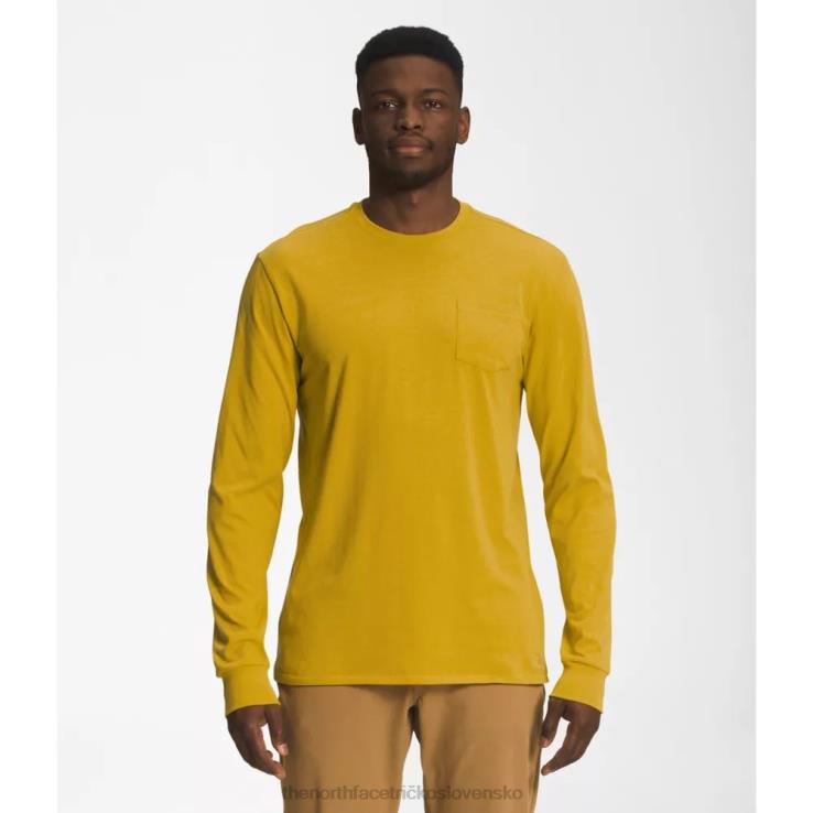 HLH086249 minerálne zlato The North Face pánske vreckové tričko s dlhým rukávom