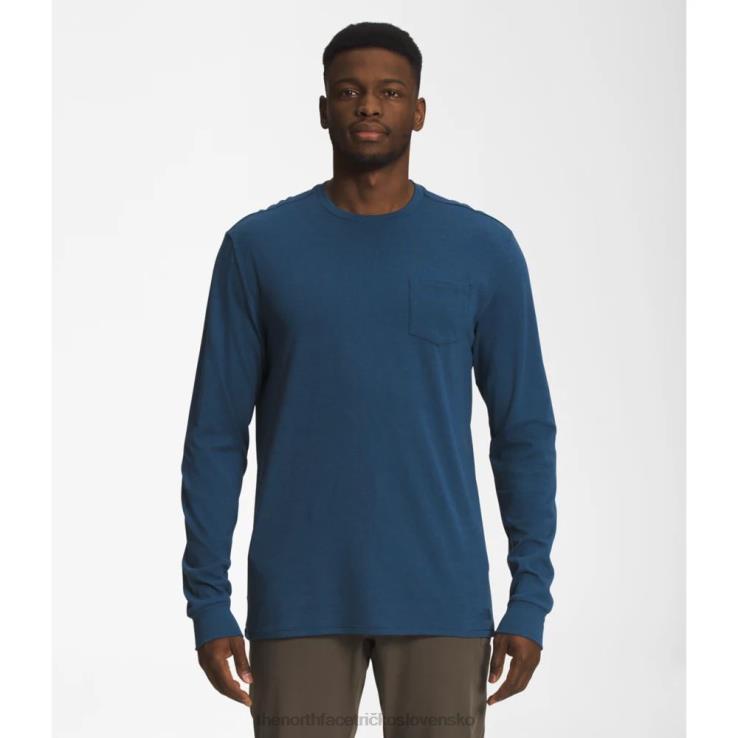 HLH086250 tienisté modré The North Face pánske vreckové tričko s dlhým rukávom