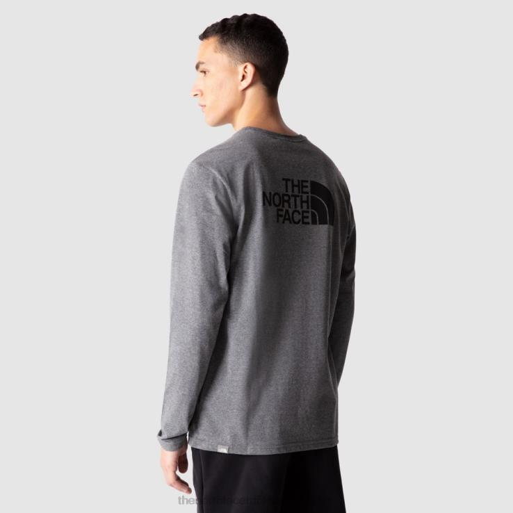 HLH089 sivá The North Face pánske jednoduché tričko s dlhým rukávom