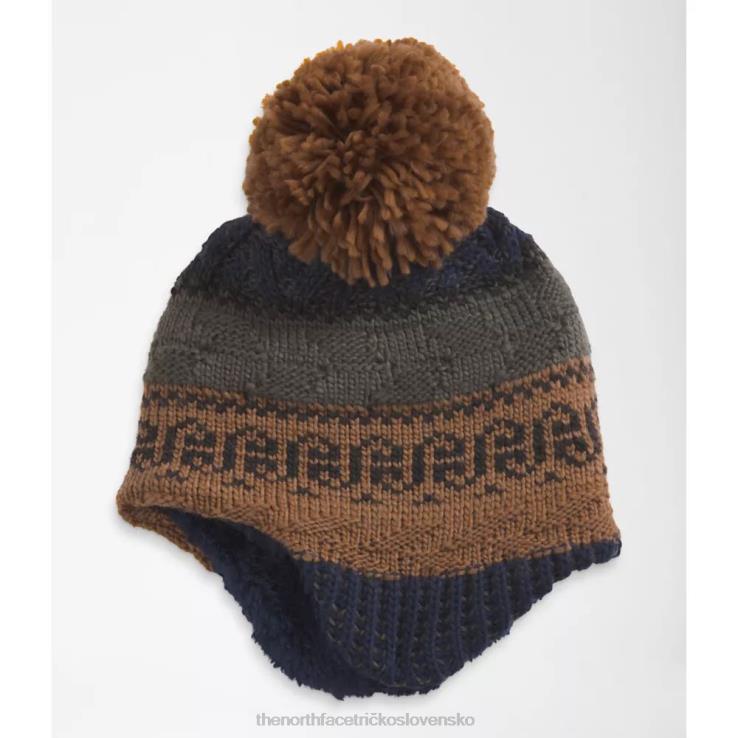 HLH085105 pražená hnedá The North Face detská čiapka s klapkou do uší Fair isle