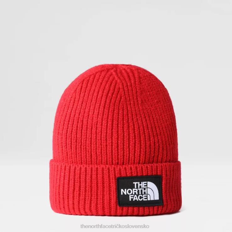 HLH08109 červená The North Face Čiapka s manžetou na krabičke s logom tnf