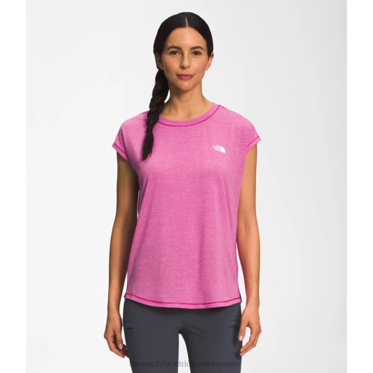 HLH085841 fuschia ružová The North Face dámske putovanie s krátkym rukávom s rozparkom