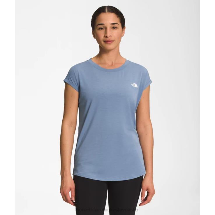 HLH085844 ľudová modrá The North Face dámske putovanie s krátkym rukávom s rozparkom