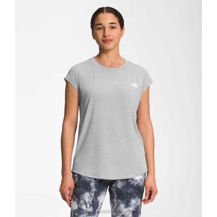 HLH085845 sivá The North Face dámske putovanie s krátkym rukávom s rozparkom