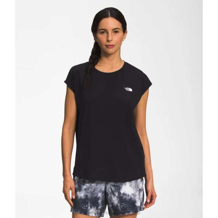 HLH085846 čierna The North Face dámske putovanie s krátkym rukávom s rozparkom