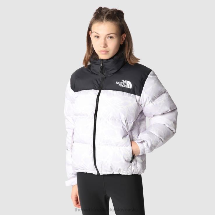 HLH081265 levanduľová hmla The North Face dámska retro nuptse páperová bunda z roku 1996 s potlačou