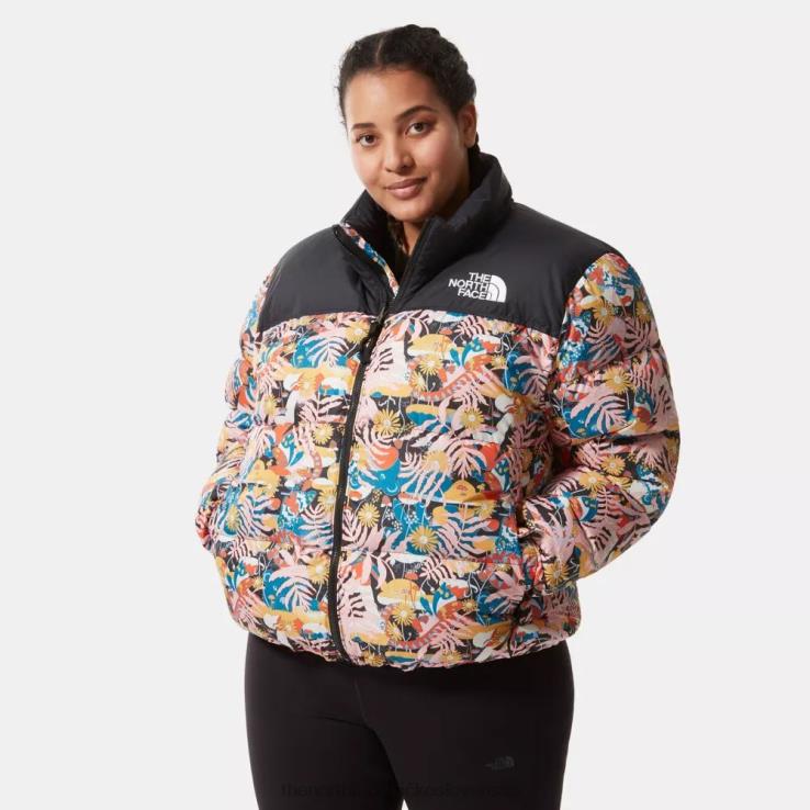 HLH081477 čierna The North Face dámska retro nuptse páperová bunda s potlačou z roku 1996