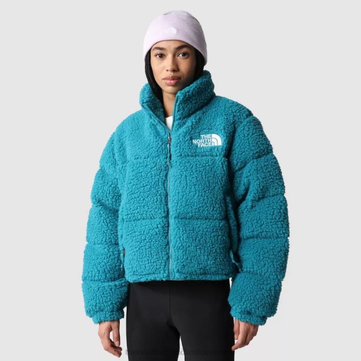 HLH081855 prístavná modrá The North Face dámska nuptse bunda s vysokým vlasom