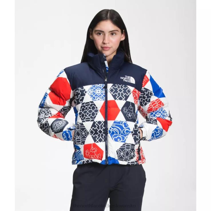 HLH084270 modrá ic geo The North Face dámska retro nuptse bunda z roku 1996 s potlačou