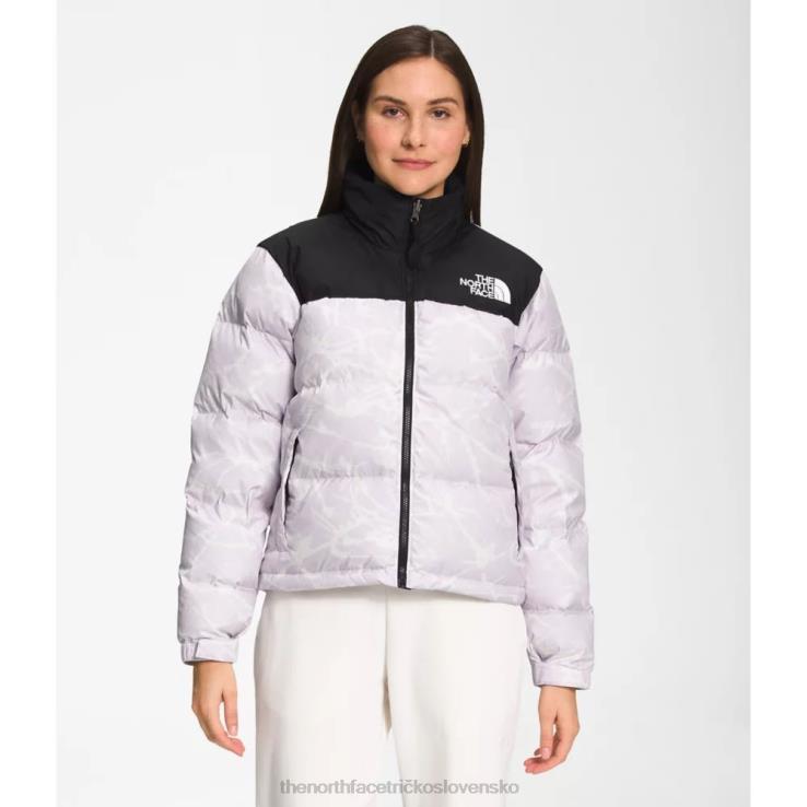 HLH084273 levanduľová hmla The North Face dámska retro nuptse bunda z roku 1996 s potlačou