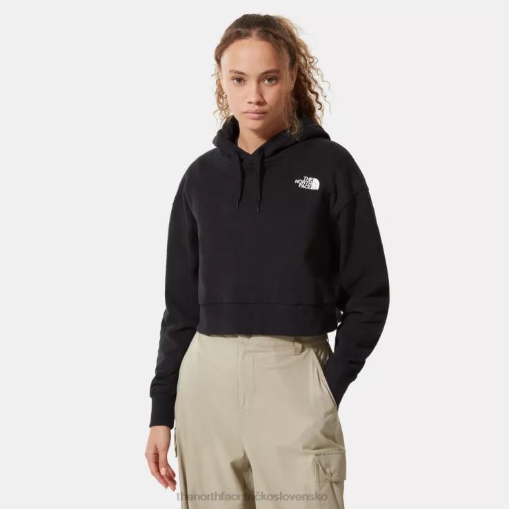 HLH081115 čierna The North Face dámska trendová skrátená fleecová mikina s kapucňou