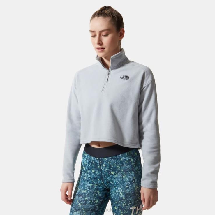 HLH081556 sivá The North Face dámsky 100 glacier cropped fleece