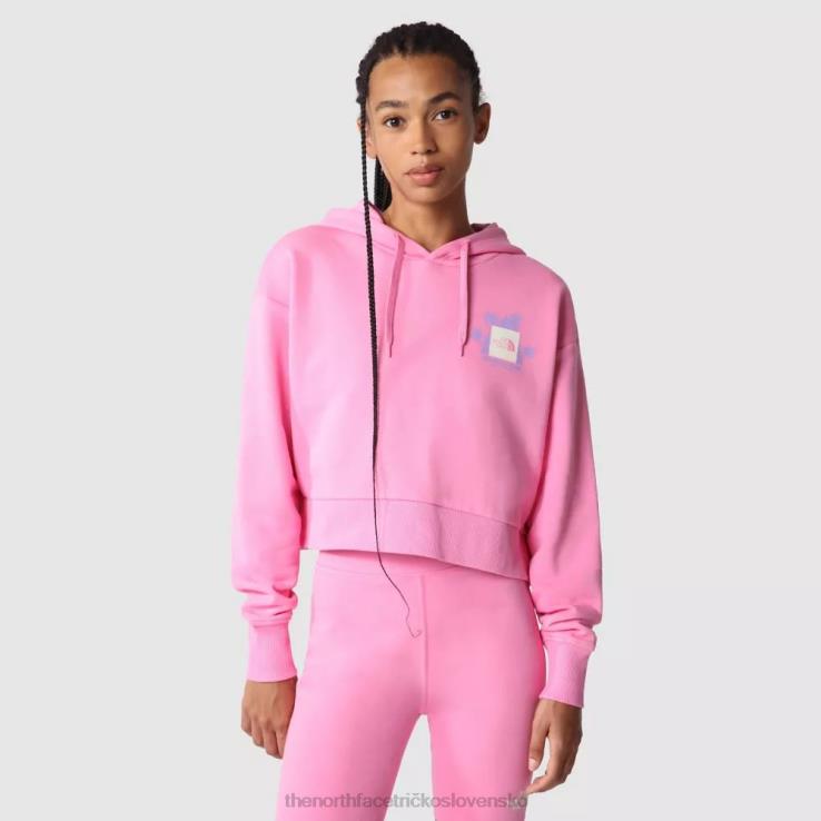 HLH082319 volánikový ružový The North Face ženy rešpektujú prednú skrátenú mikinu s kapucňou