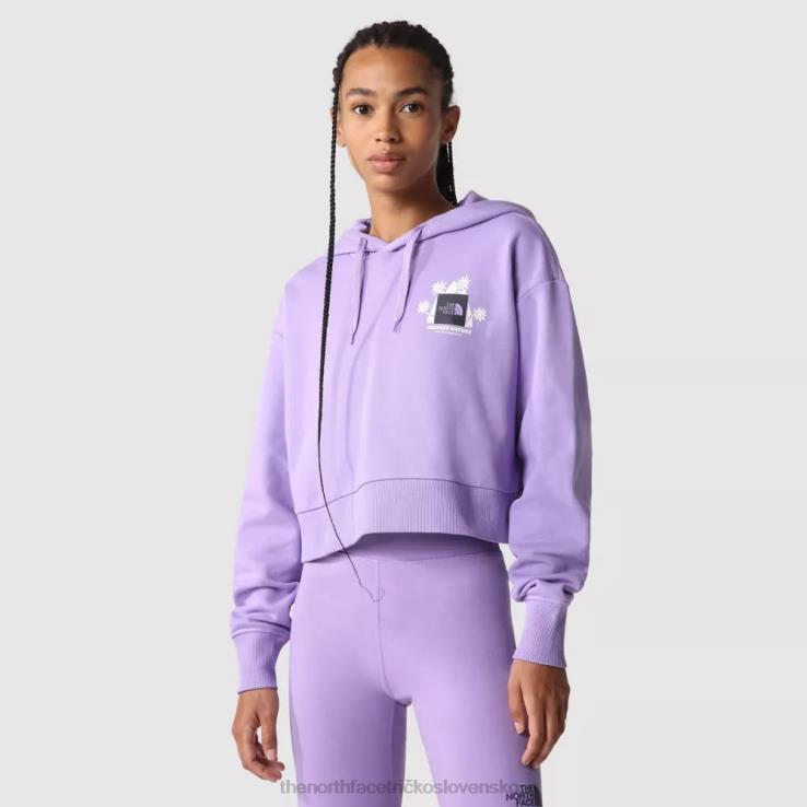 HLH082320 peri fialová The North Face ženy rešpektujú prednú skrátenú mikinu s kapucňou