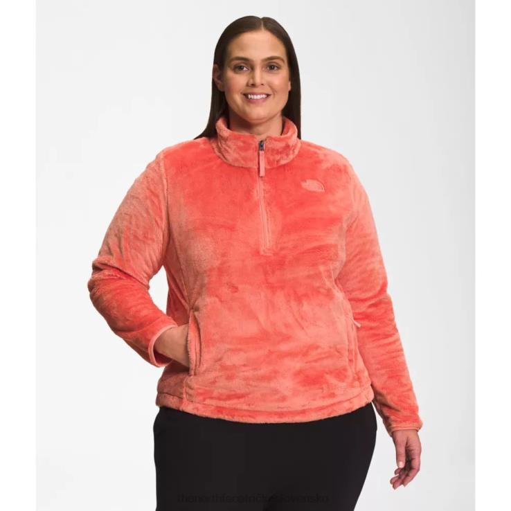 HLH086276 koralový východ slnka The North Face dámsky plus osito pulóver na zips