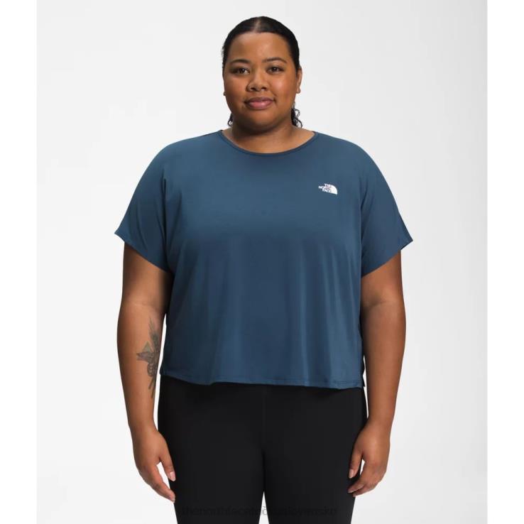HLH084946 tienisté modré The North Face dámske plus wander crossback krátky rukáv